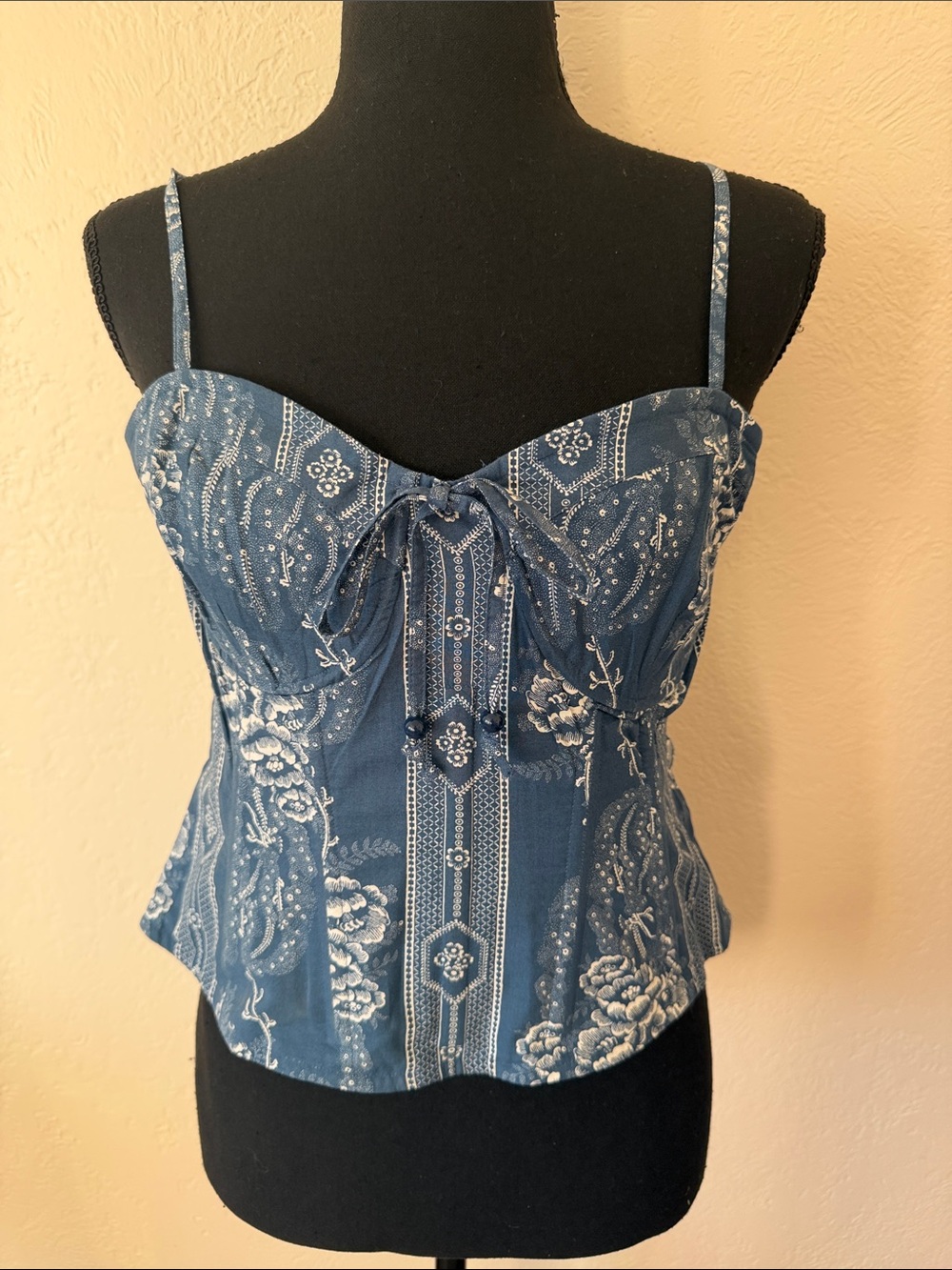 NWOT RALPH LAUREN Blue Floral Bustier Tank Top SIZE 4